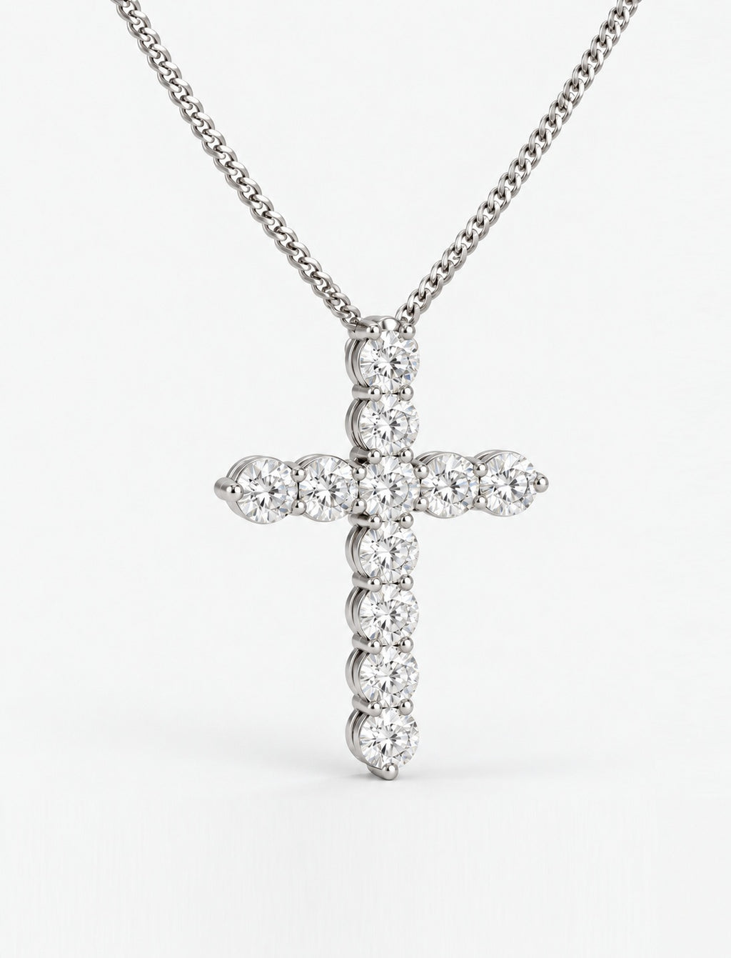 2.50ct Lab-Grown Round Diamond Cross Pendant Necklace in 9K Gold