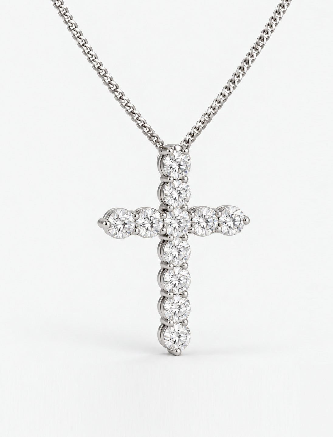 2.50ct Lab-Grown Round Diamond Cross Pendant Necklace in 9K Gold
