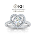 IGI Certified Round Diamond Heart Shape Halo Engagement Ring