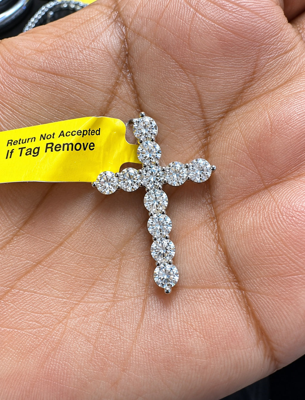 2.50ct Lab-Grown Round Diamond Cross Pendant Necklace in 9K Gold