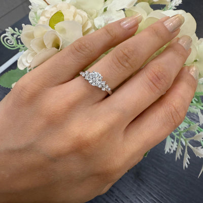 Certified Round Diamond Designer Hidden Halo Engagement Ring