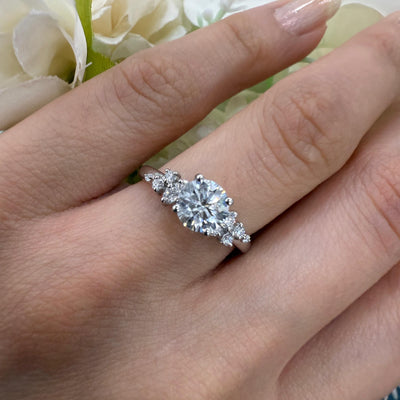 Certified Round Diamond Designer Hidden Halo Engagement Ring