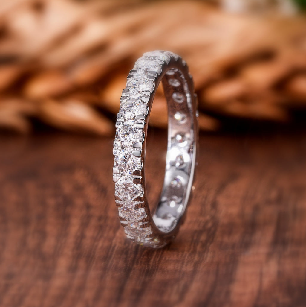 2.00Ct D/VS Round Diamond Micro Pave Set Full Eternity Ring in Hallmarked Platinum & 18k Gold
