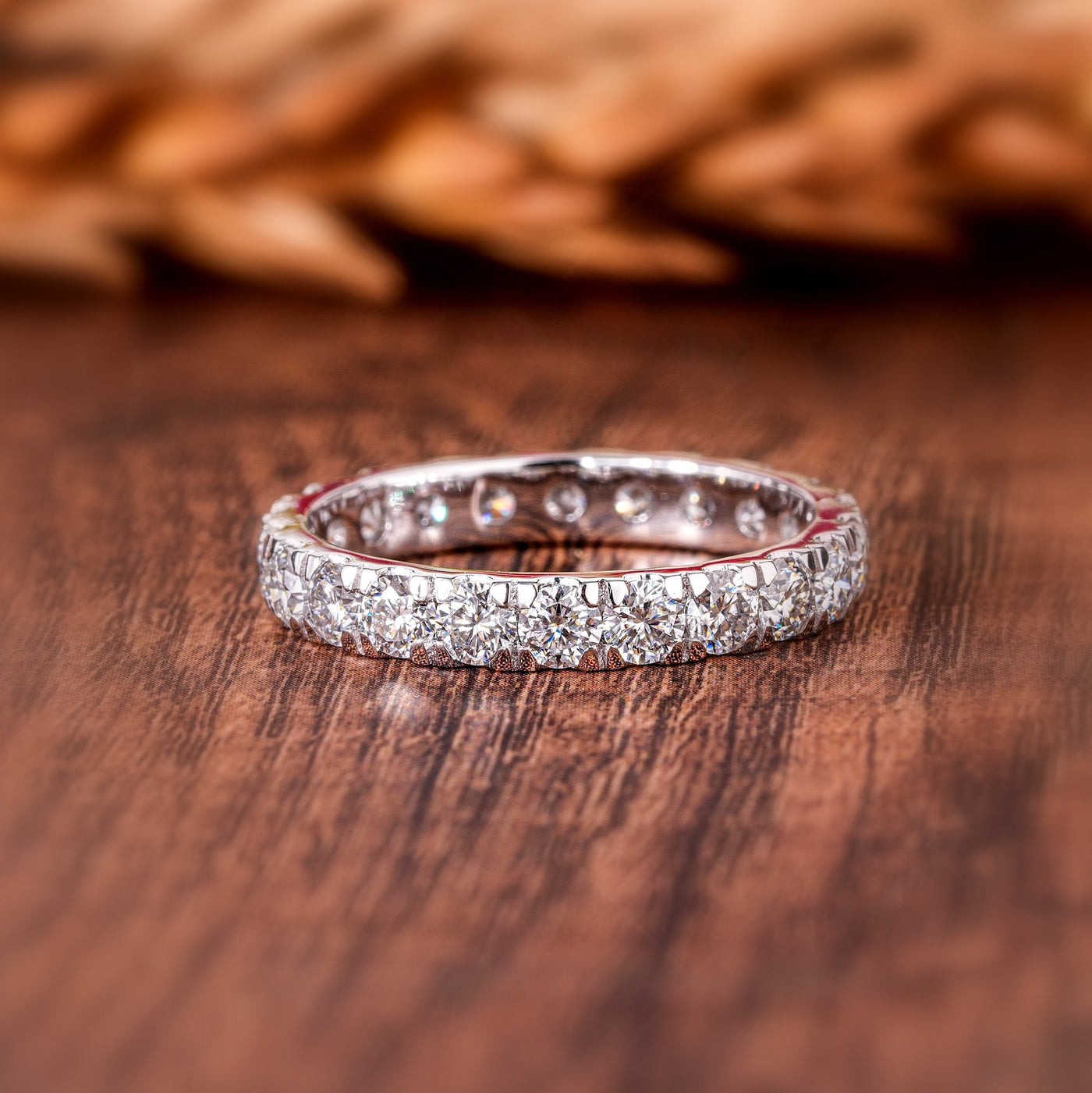 2.00Ct D/VS Round Diamond Micro Pave Set Full Eternity Ring in Hallmarked Platinum & 18k Gold