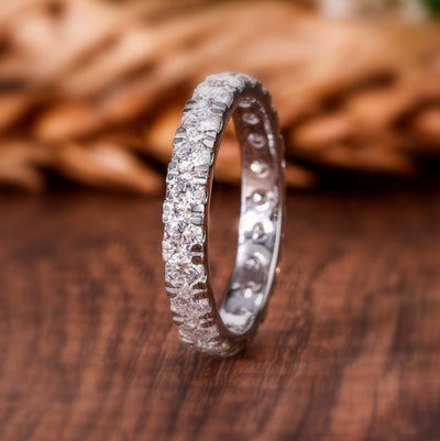 2.00Ct D/VS Round Diamond Micro Pave Set Full Eternity Ring in Hallmarked Platinum & 18k Gold