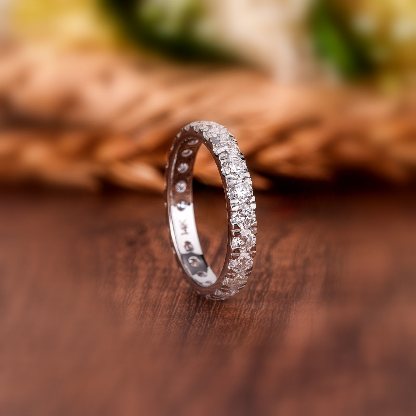 2.00Ct D/VS Round Diamond Micro Pave Set Full Eternity Ring in Hallmarked Platinum & 18k Gold