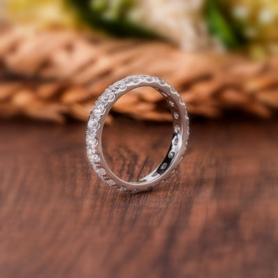 2.00Ct D/VS Round Diamond Micro Pave Set Full Eternity Ring in Hallmarked Platinum & 18k Gold