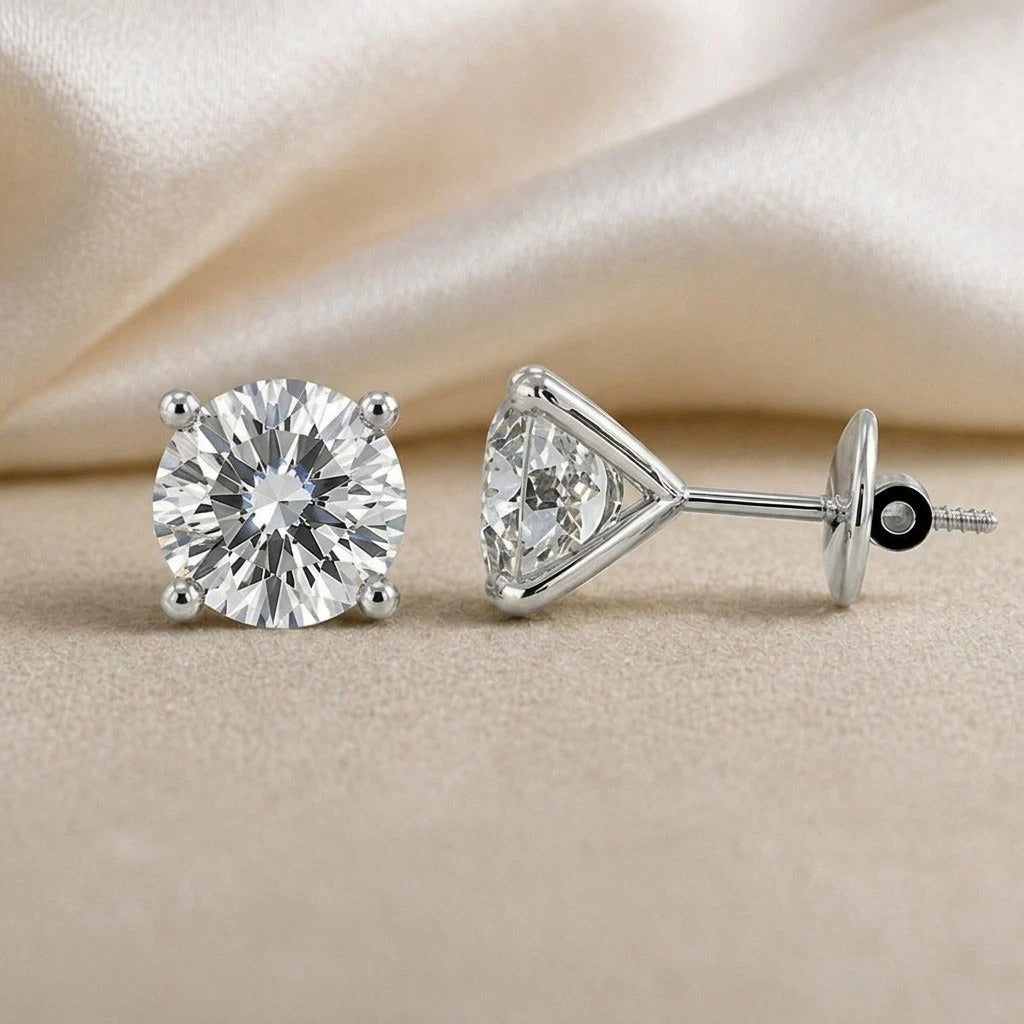 2.00CT D/IF Round Natural Diamond Stud Earrings | IGI Certified