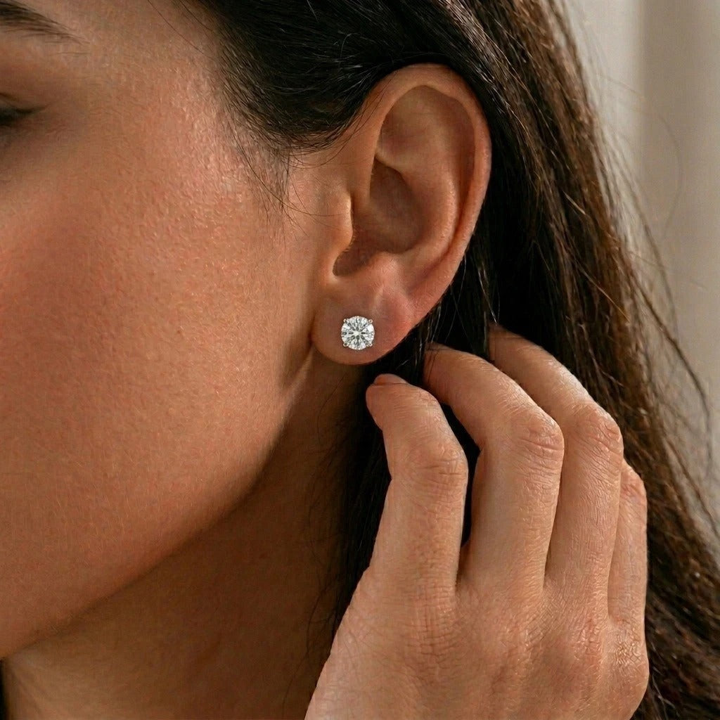 2.00CT D/IF Round Natural Diamond Stud Earrings | IGI Certified