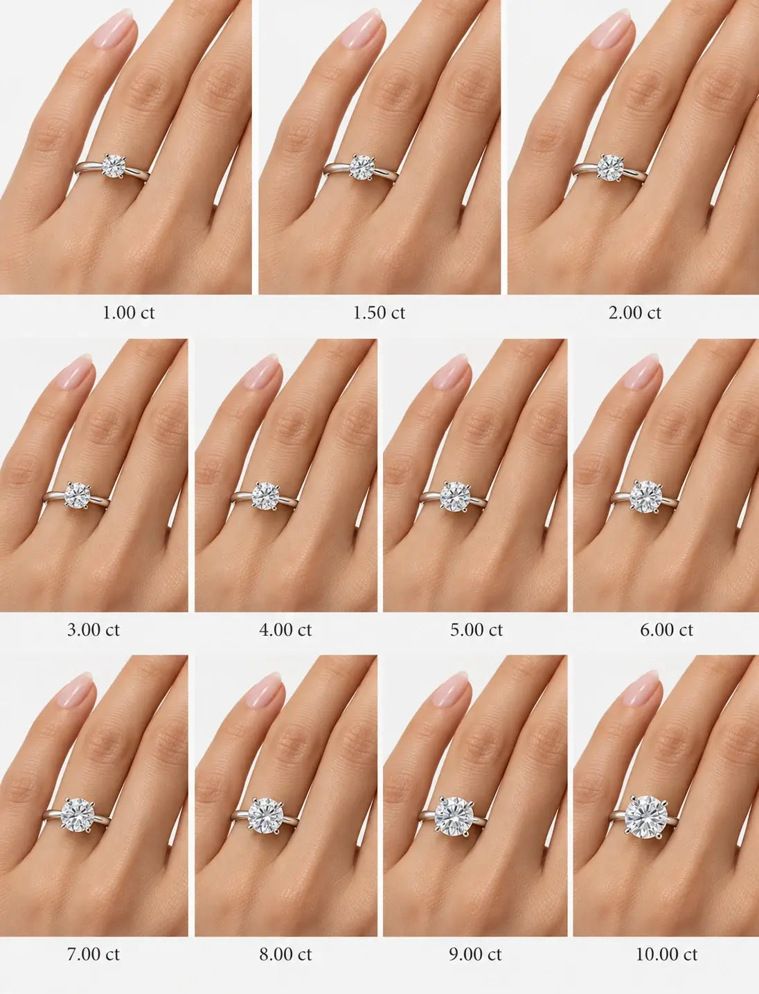 Round Diamond Four Claw Solitaire Engagement Ring Lab Grown in Gold & Platinum