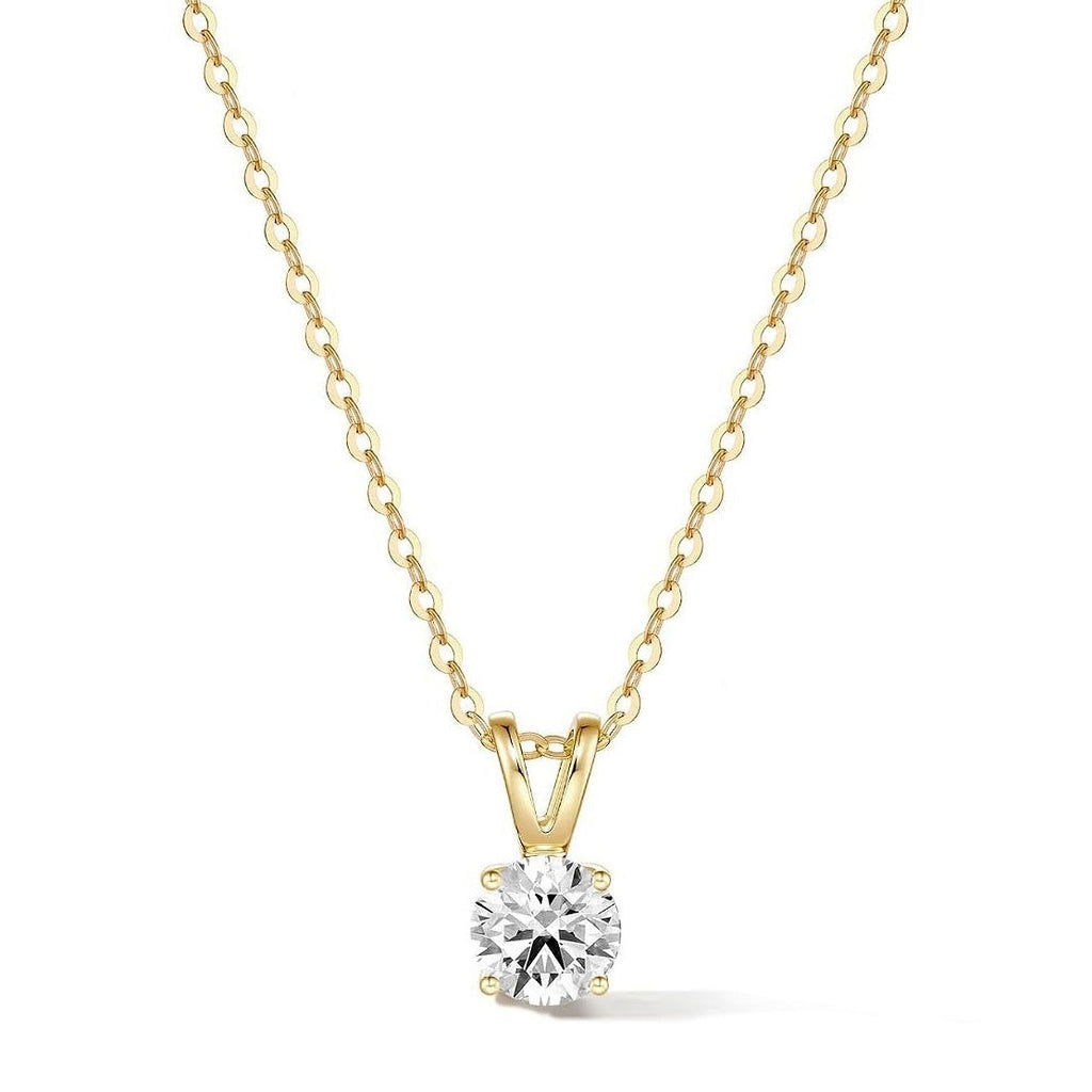 GIA Certified Round Natural Diamond Solitaire Pendant in Gold (0.30–1.00CT)