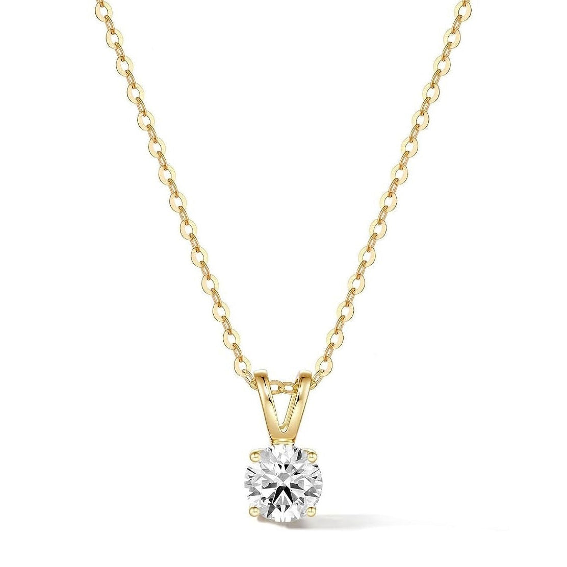 GIA Certified Round Natural Diamond Solitaire Pendant in Gold (0.30–1.00CT)