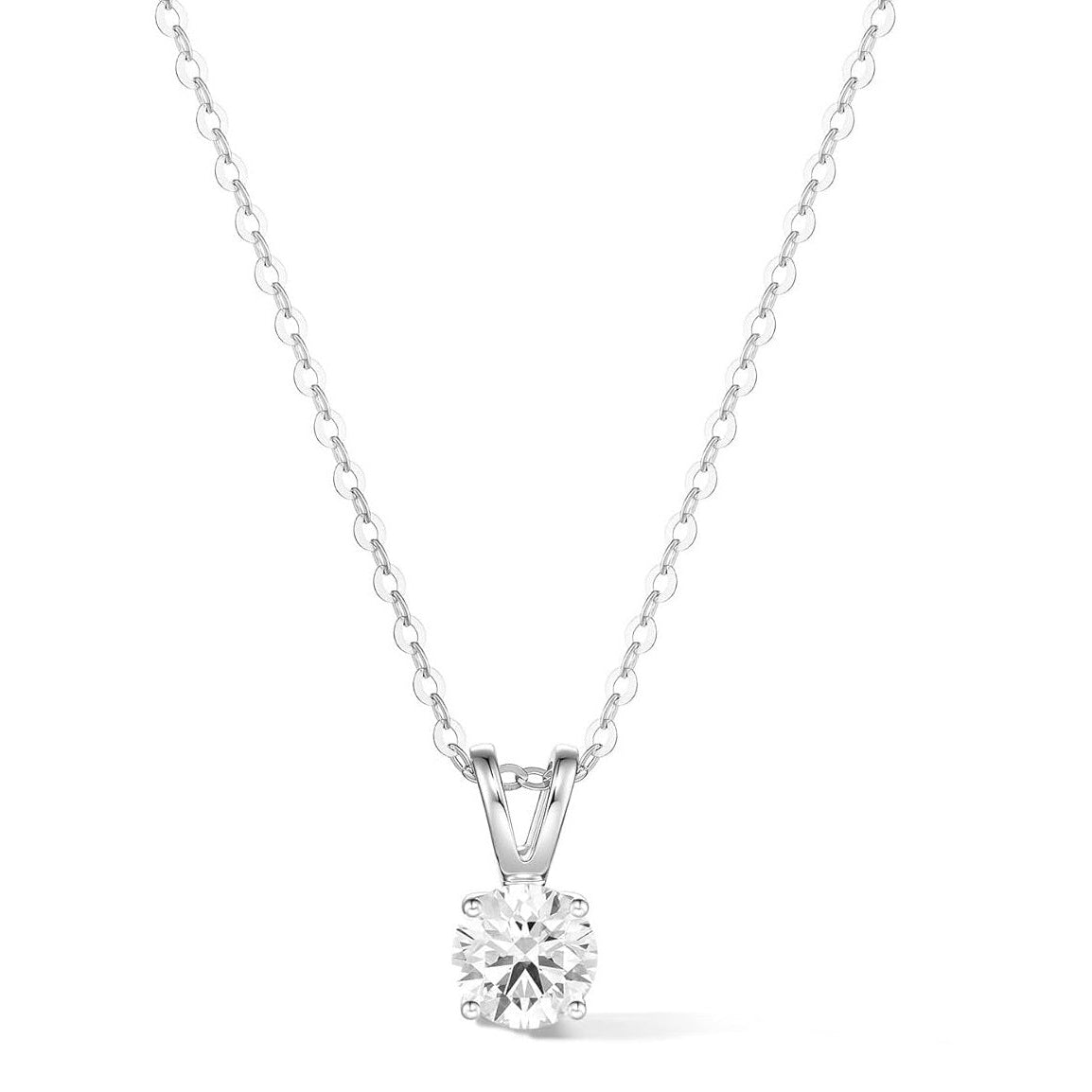 GIA Certified Round Natural Diamond Solitaire Pendant in Gold (0.30–1.00CT)