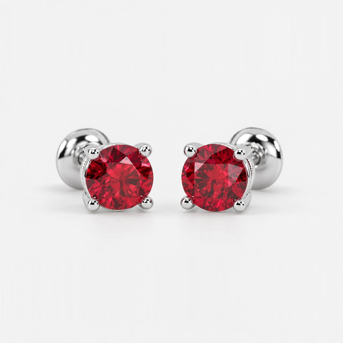 100% Natural 1.00 Ct Ruby Stud Earring , In Gold
