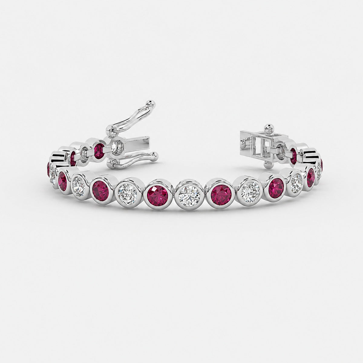 6.00ct Emerald Aquamarine & Diamond Tennis Bracelet - 9k White Gold