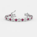 6.00ct Round Ruby & Diamond Tennis Bracelet - 9k White Gold
