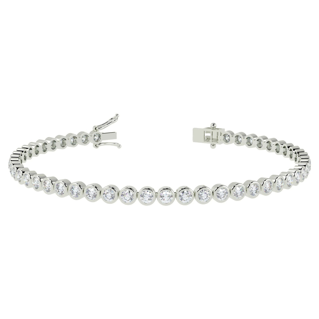 2.50Ct D/VS 100% Natural Round Diamond Bezel Set Bracelet in 18k Gold