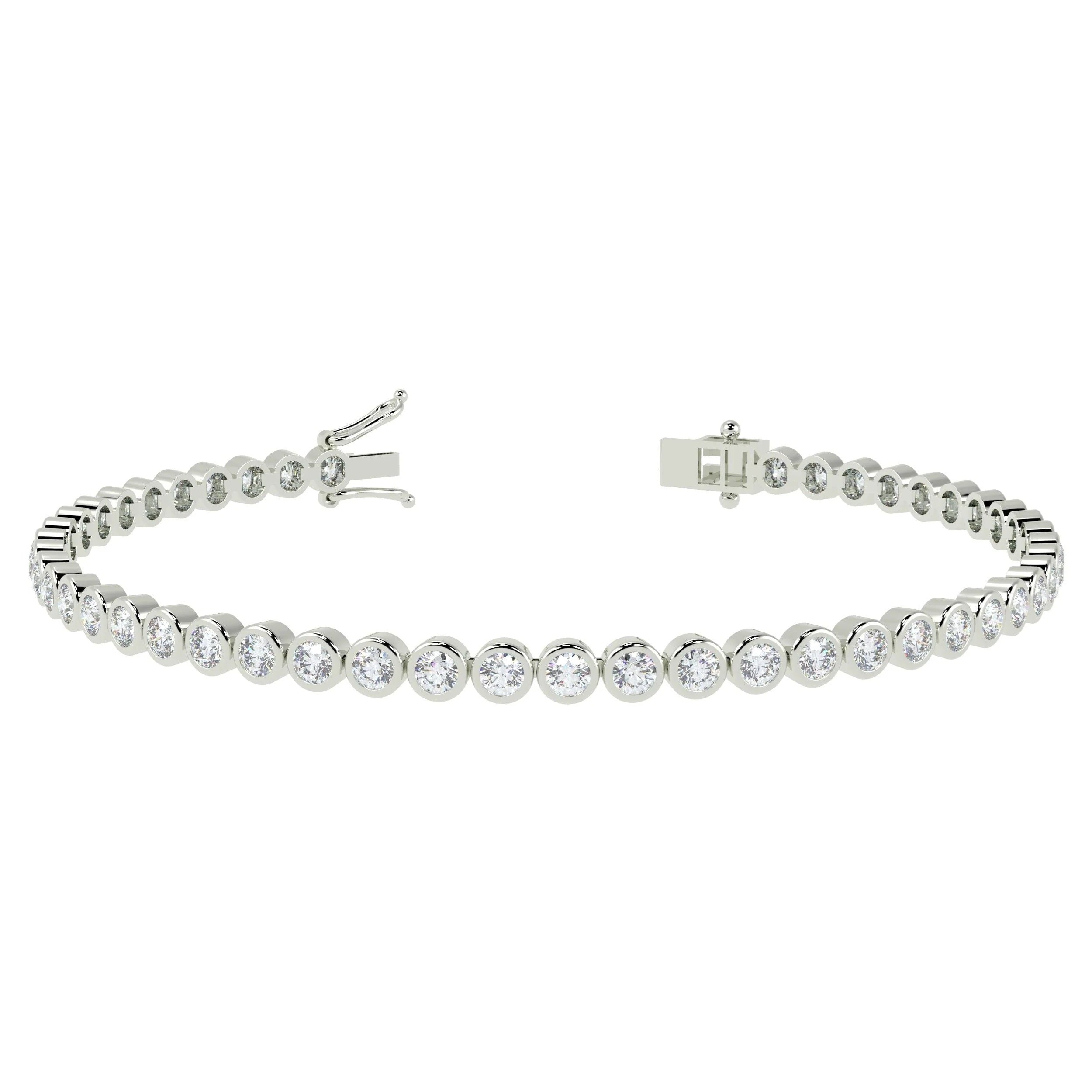 2.50Ct D/VS 100% Natural Round Diamond Bezel Set Bracelet in 18k Gold