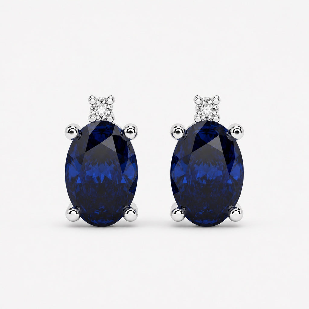 0.60 Ct Sapphire & Diamond Designer Earrings in White Gold