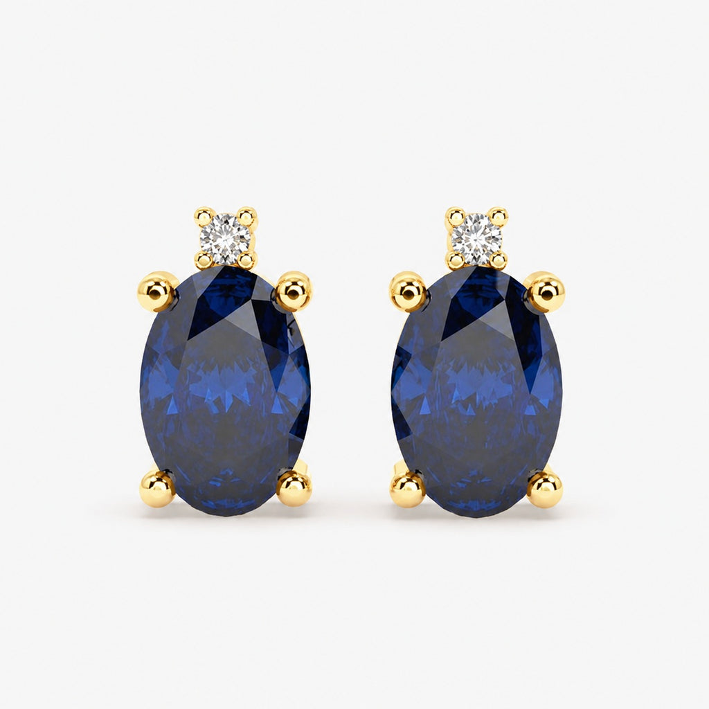 0.60 Ct Sapphire & Diamond Designer Earrings in White Gold