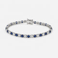 6.00ct Round Sapphire & Diamond Tennis Bracelet - 9k White Gold