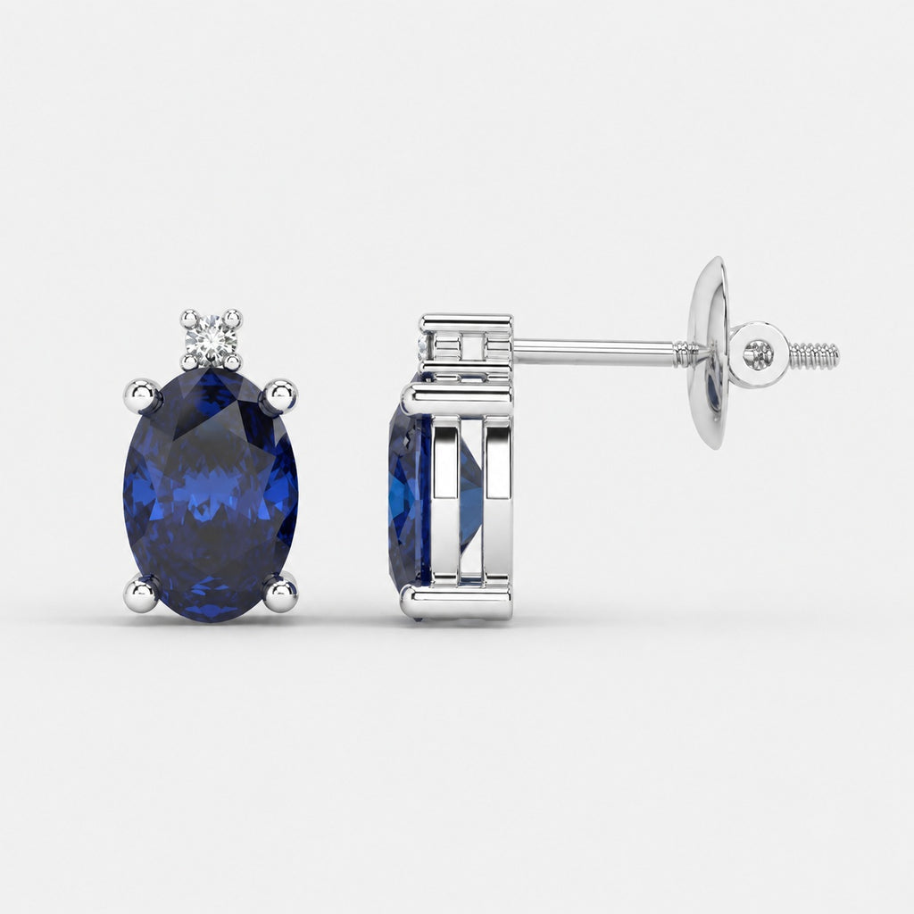 0.60 Ct Sapphire & Diamond Designer Earrings in White Gold
