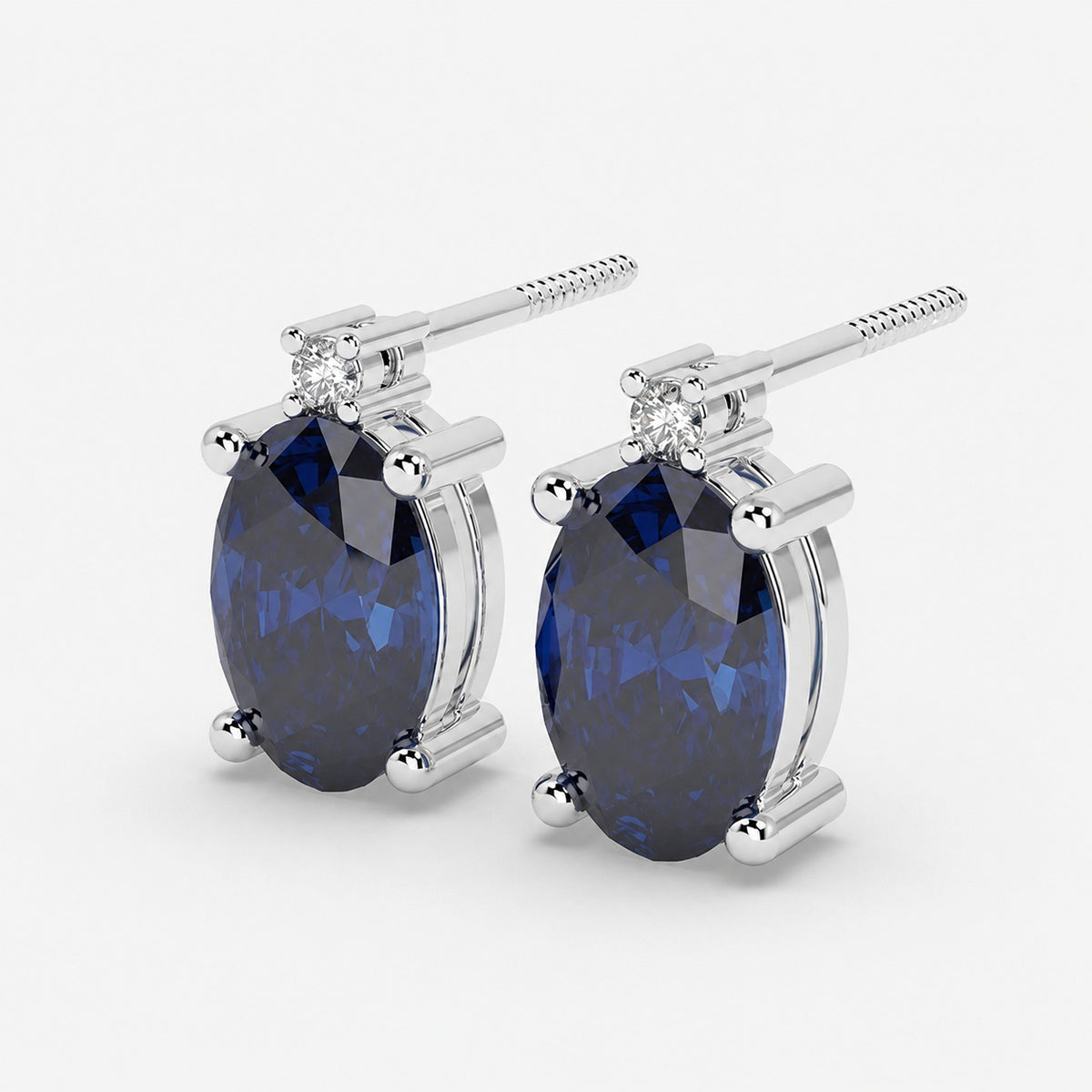 0.60 Ct Sapphire & Diamond Designer Earrings in White Gold