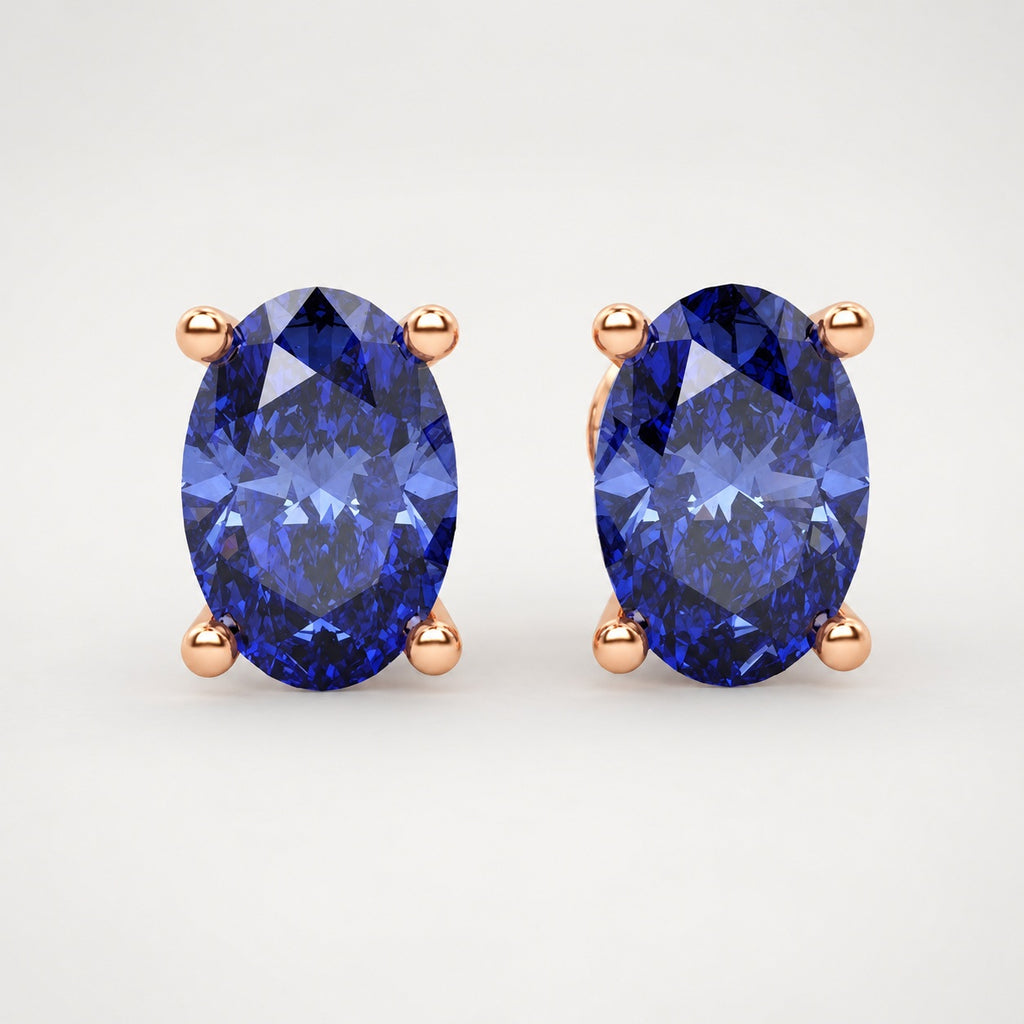 2.00ct AAA Quality Diamond Cut Tanzanite Stud Earring White Gold