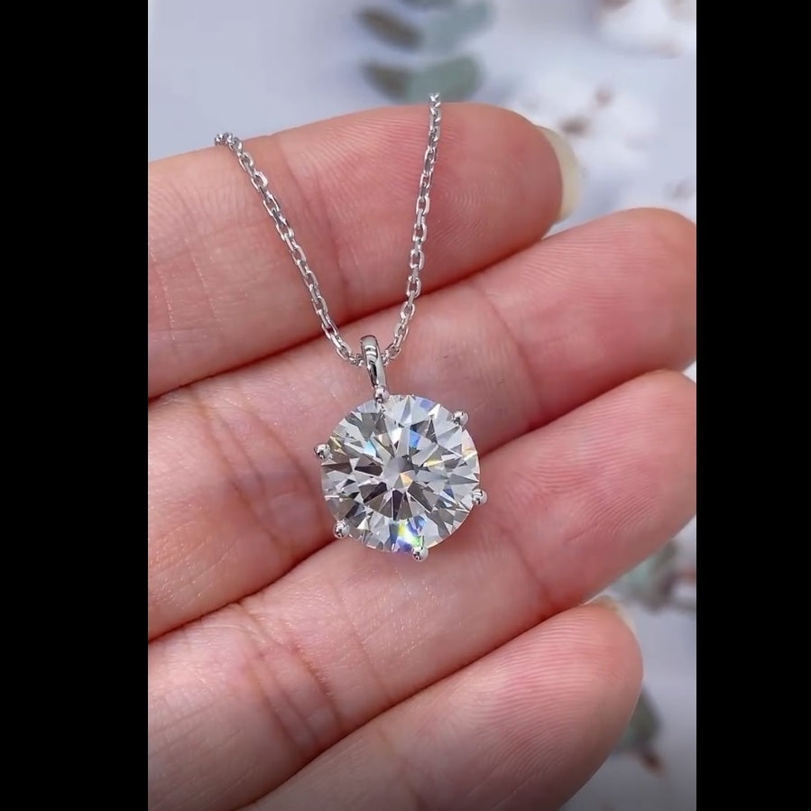 Certified F/VS Round Diamond Amada Solitaire Pendant Necklace for Women 18k Gold 4.00Ct-6.00Ct