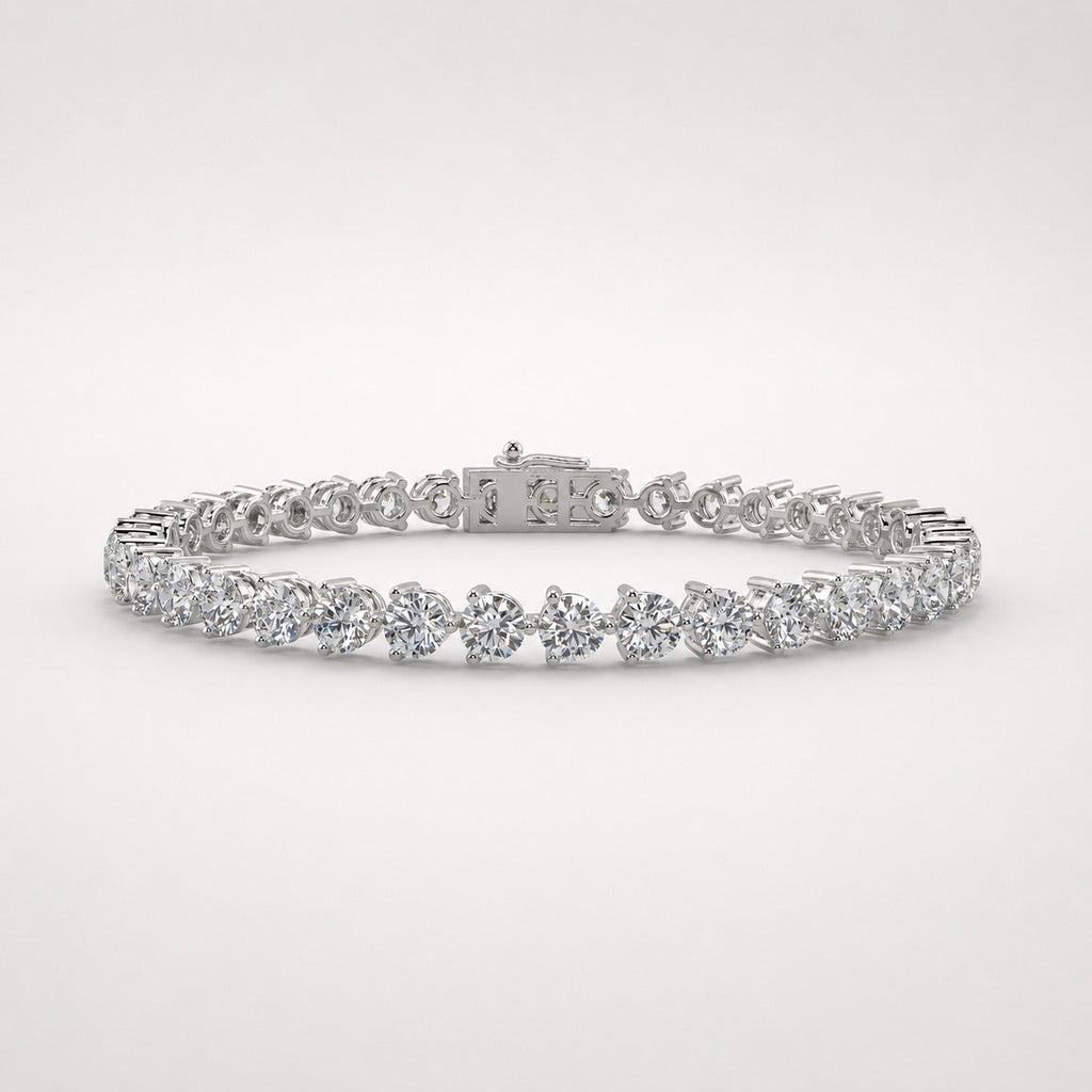 Round lab-grown diamond three-prong tennis bracelet