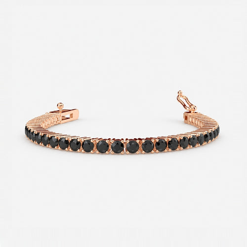 10.00ct Round Black Diamond Tennis Bracelet - 9k Rose Gold