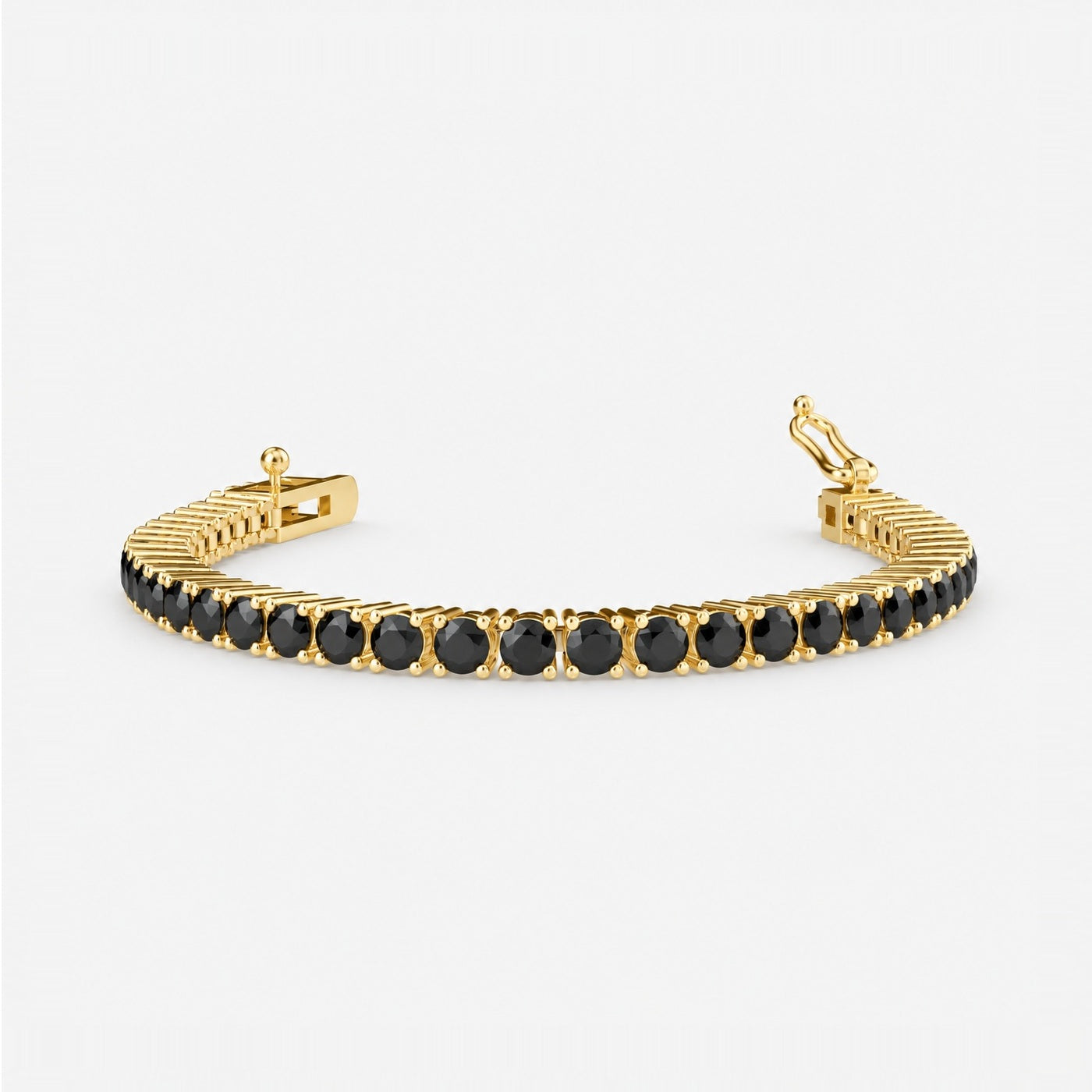 10 Ct Round Black Diamond Tennis Bracelet in Gold
