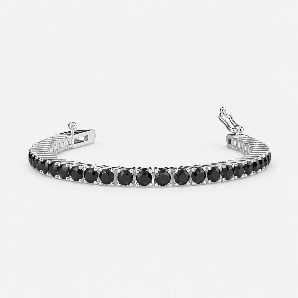 7.50ct Round Black Diamond Tennis Bracelet - 9k White Gold