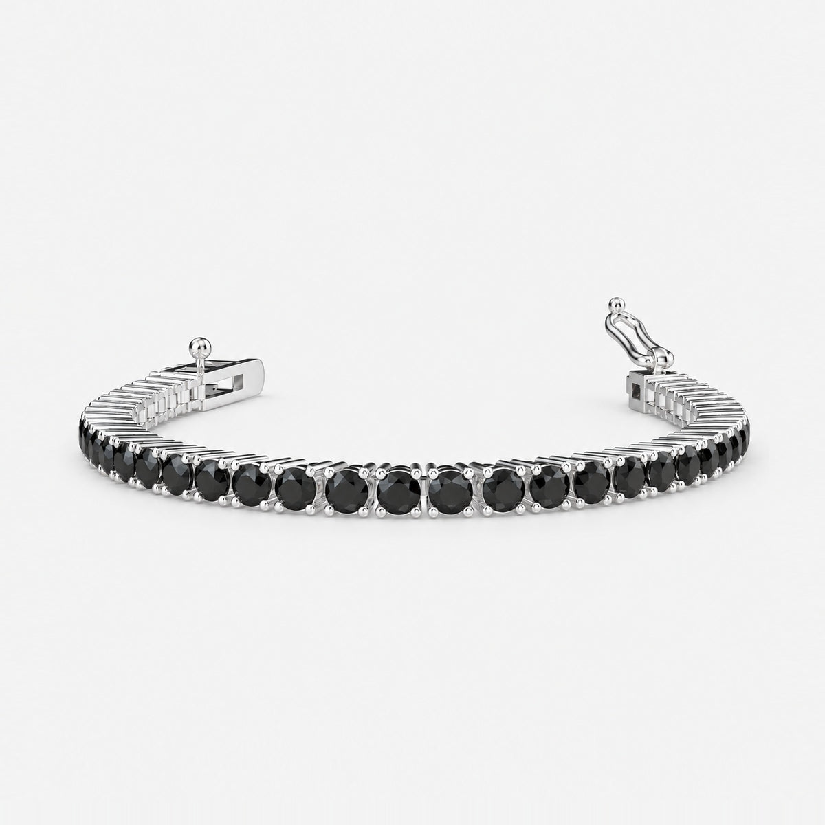 7.50ct Round Black Diamond Tennis Bracelet - 9k White Gold