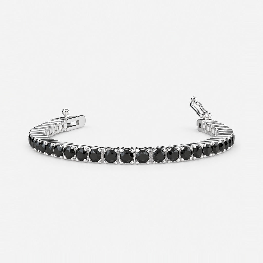 10 Ct Round Black Diamond Tennis Bracelet in Gold