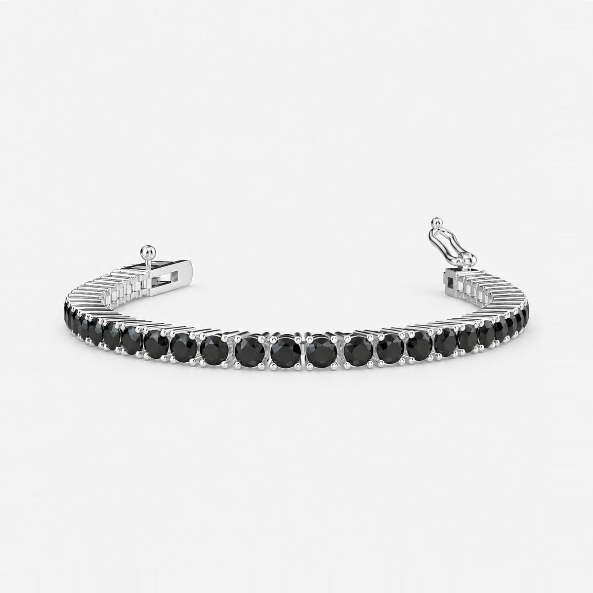 10 Ct Round Black Diamond Tennis Bracelet in Gold