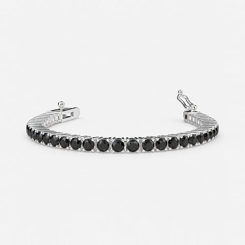 12.00ct Round Black Diamond Tennis Bracelet - 9k White Gold