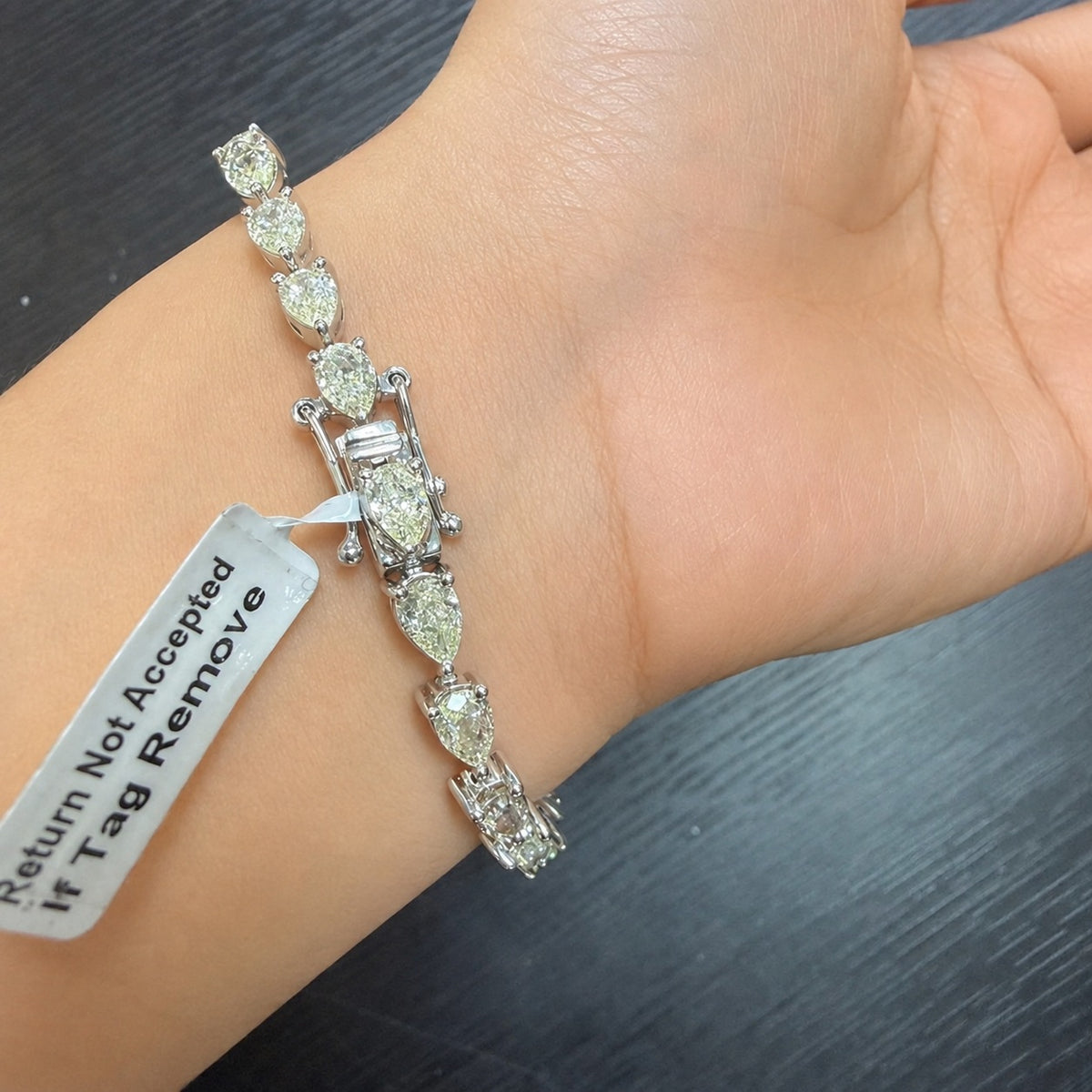 12.50ct Pear Diamond Tennis Bracelet - Platinum (Angle View 4)