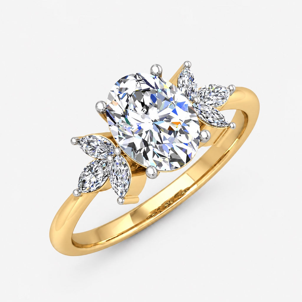 IGI Certified Oval-Cut & Marquise Diamond Engagement Ring in Platinum & Gold