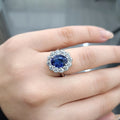 3.50ct Sapphire Oval & Diamond Cluster Engagement Ring In Gold & Platinum