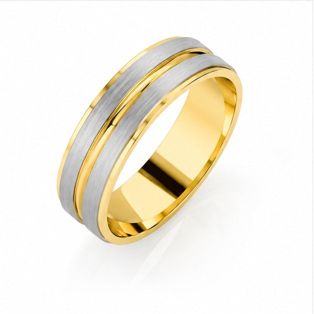 Men’s Two-Tone Wedding Ring in 18K Gold