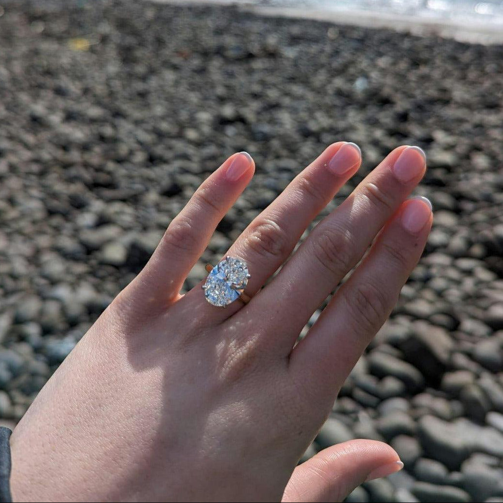 IGI Certified E/VS 7.00Ct Lab Grown Oval Cut Diamond Solitaire Engagement Ring