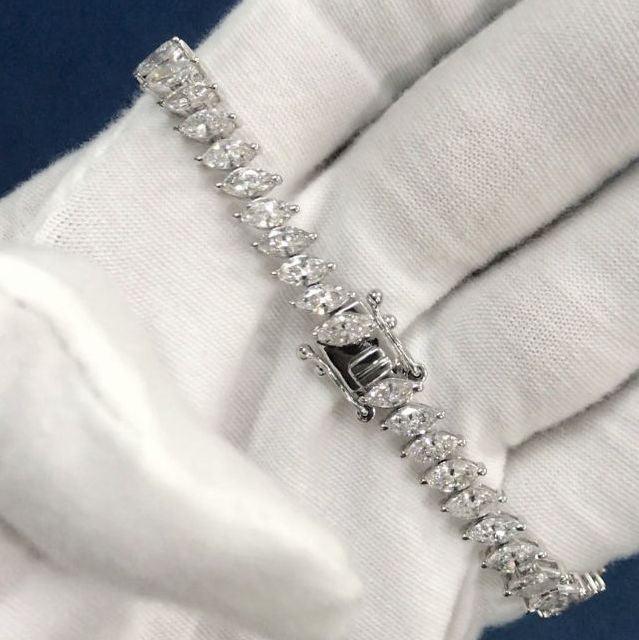 12.00 Carat D/VVS Lab Grown Marquise Diamond Tennis Bracelet Platinum