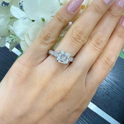 Elegant Side-Stone Lab Grown Diamond Ring in Solid Platinum