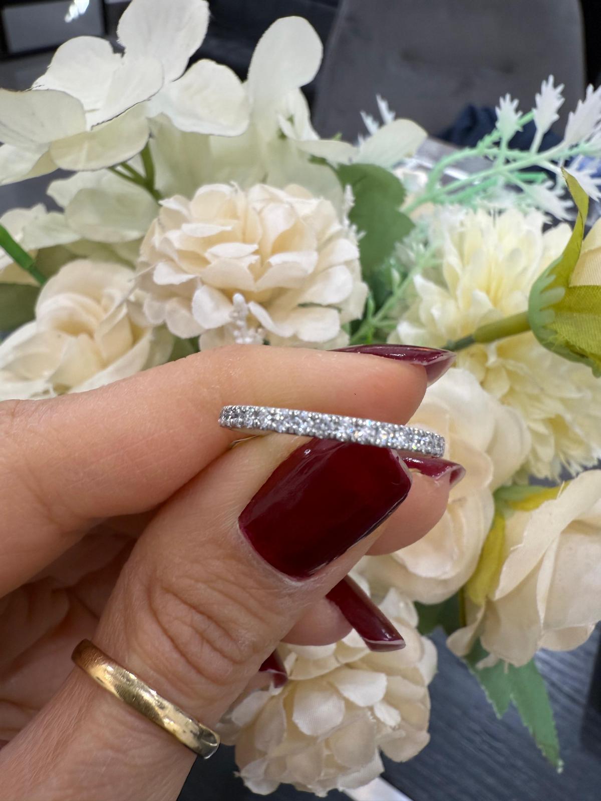 1.00Ct D/VVS Lab Grown Round Diamond Half Eternity Ring in 9k White Gold