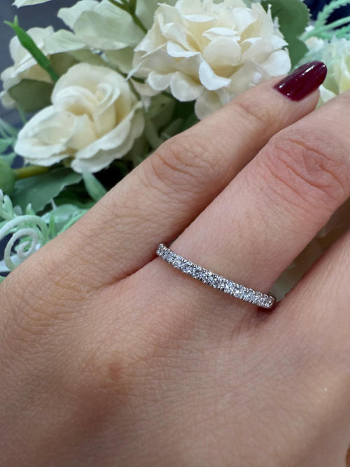 1.00Ct D/VVS Lab Grown Round Diamond Half Eternity Ring in 9k White Gold