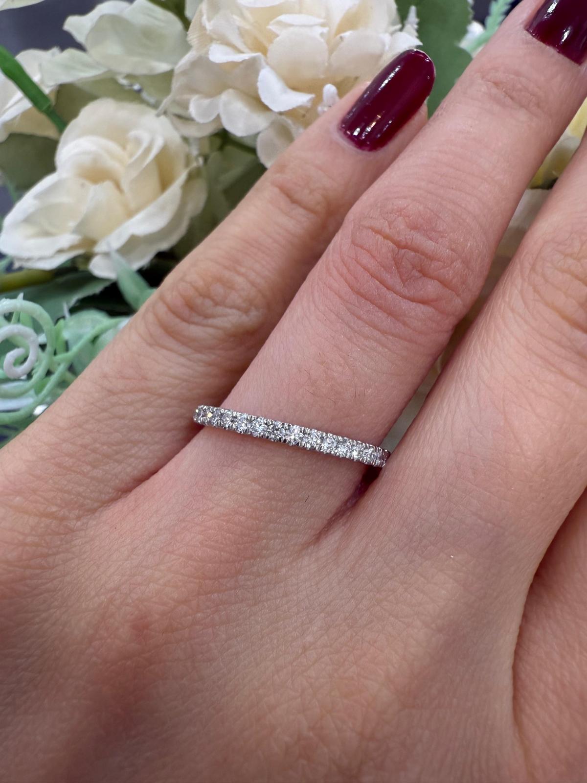 1.00Ct D/VVS Lab Grown Round Diamond Half Eternity Ring in 9k White Gold