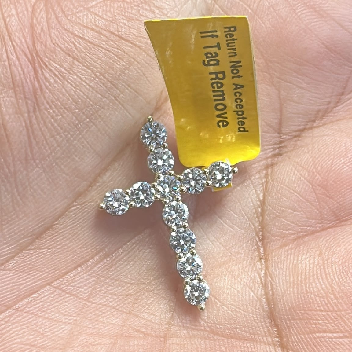 2.50 Carat Lab Grown Round Diamond Cross Pendant 9k 'Gold