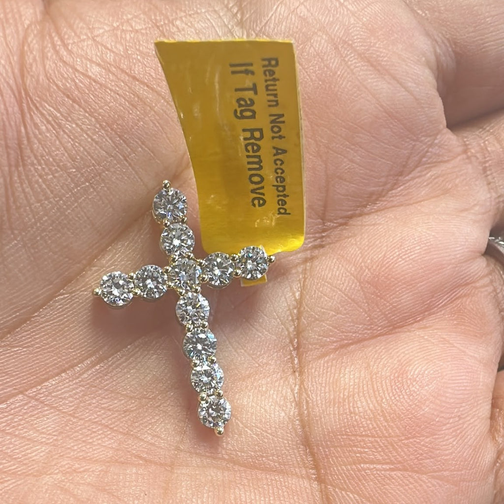 2.50 Carat Lab Grown Round Diamond Cross Pendant 9k 'Gold