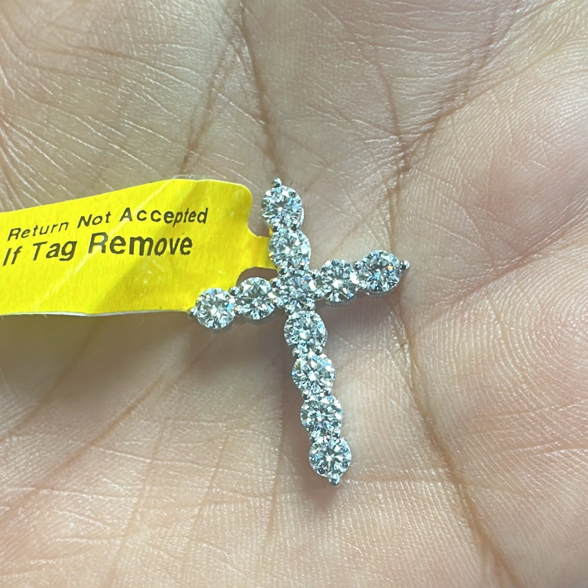 2.50 Carat Lab Grown Round Diamond Cross Pendant 9k 'Gold
